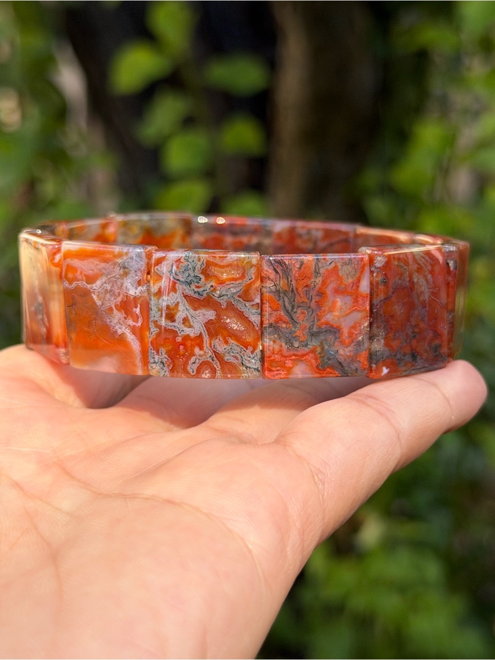 Handcrafted Orange Agate‎ Stretch Bracelet